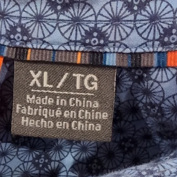 Merrell Blue Patterned Button-Up Shirt Short Sleeve - Picture 9 of 11